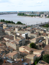 Aerial view of Bordeaux from St Michel cathedral